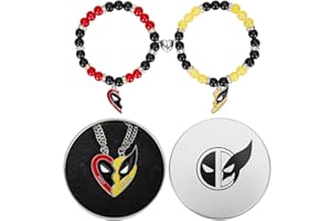Skaisa Best friend necklace for 2, Matching bracelets for 2, Friendship necklace, Couples bracelets, Superhero Theme Set，Superhero Metal Gift Box Packaging, Great Gift