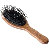 ACCA KAPPA Classic Oval Detangling Hair Brush with Handcrafted Kotib&eacute; Wood | Heat-resistant nylon pins with rounded tips, rubber cushion for even pressure, ideal for medium to long hair and pre-styling