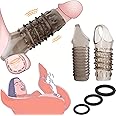 Penis Sleeve Silicone Cock Rings Set, 5 Pcs Penis Extender Cock Sleeves Penis ring, Erection Enhancing Sex Longer Lasting Stronger, Penis Sleeve Enlarger Girth Enhancer, Adult Sex Toys for Men Couples