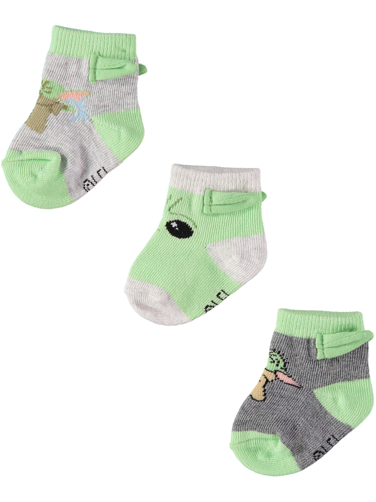 STAR WARS Baby Boys Mandalorian The Child 3-Pack Booties - Baby Yoda Baby Socks Multipack (3-Pack, 0-12 Months)