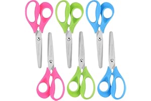 OneName Left-Handed Kids Scissors,5 Inch Left handed Scissors for Kids,Stainless Steel Blade Comfort-Grip Handles Safety Children Lefty Kid Scissor,Great for School,Classroom,Arts,Home 6 Pack