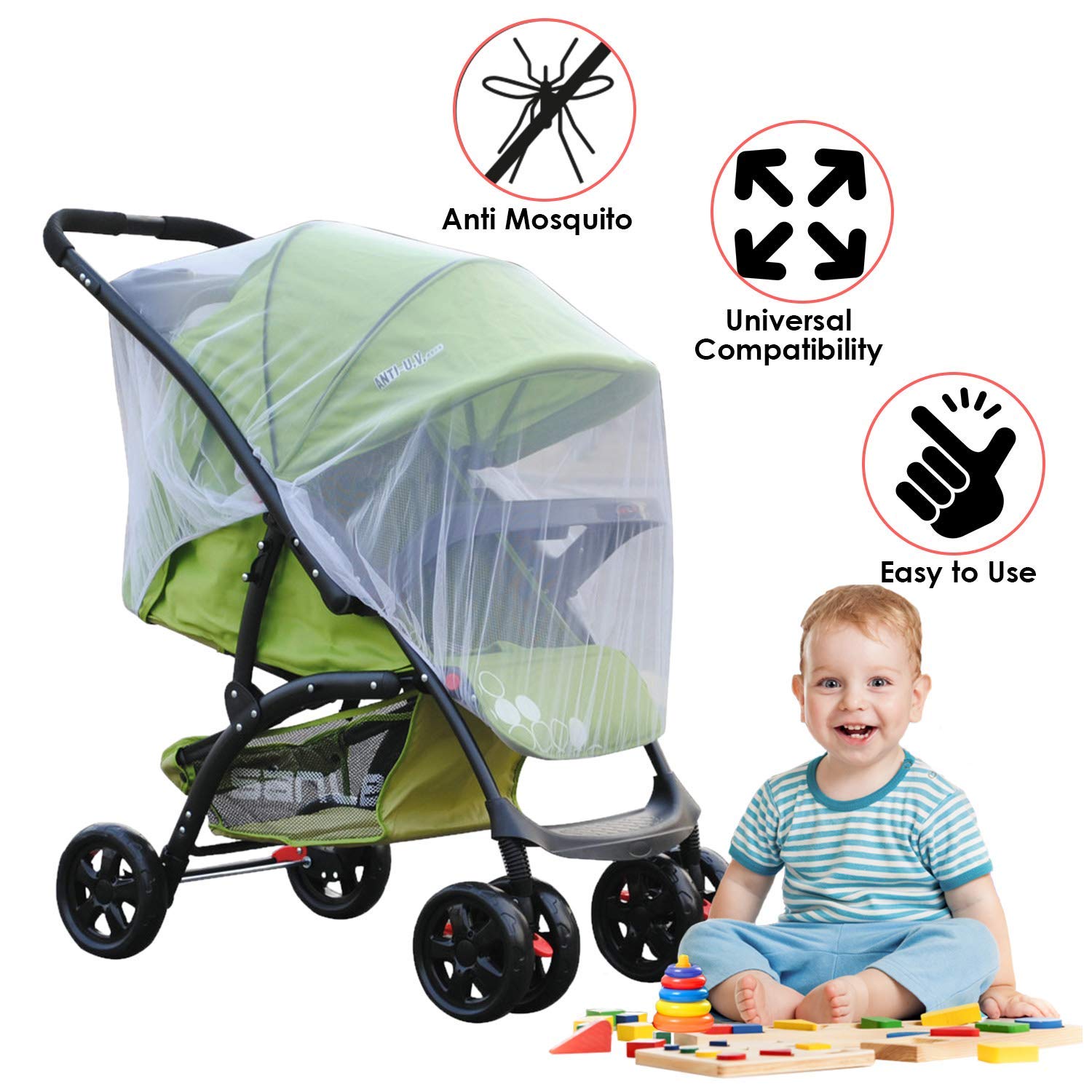 kids stroller full mosquito net