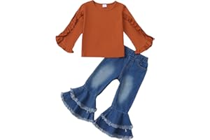 SAEABY Little Girls Clothes 2 Piece Outfit Kids Long Sleeve T Shirt Pant Set Cute Fall Winter Outfits for Girl Age 4-8