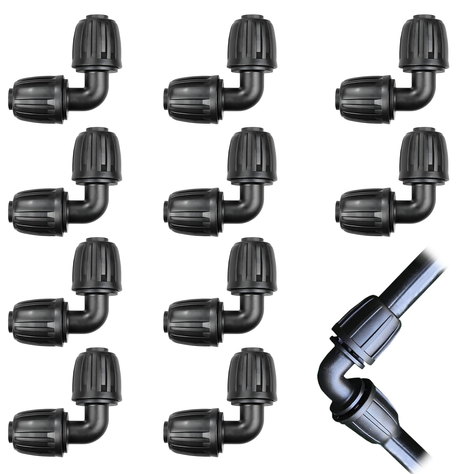 10 Pack Automatic Drip Irrigation Fittings 1/2 Inch Universal Elbow Connectors Barbed Elbow Drip Parts Garden Watering System Accessory Watering Tubes Connectors for Greenhouse Garden