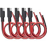 Oyviny 5PCS SAE Connector 12AWG 1 Feet SAE Extension Cable for Solar Panel Motorcycles Cars Charger Trolling Motor 2 Pin Single Plug Quick Connector Disconnect Connector
