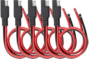 Oyviny 5PCS SAE Connector 12AWG 1 Feet SAE Extension Cable for Solar Panel Motorcycles Cars Charger Trolling Motor 2 Pin Single Plug Quick Connector Disconnect Connector