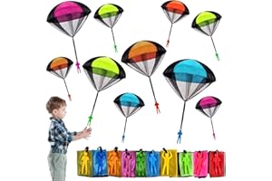 SUPRBIRD Parachute Toys for Kids, 10 Pcs Tangle Free Throwing Toy Parachute, Outdoor Flying Parachute Men Toy, Army Soldiers Guys Toy, No Battery Throwing Hand Toy for Kids Party Favor