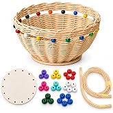 PEDDIG SHOP Beaded Basket Weaving Kit &ndash; DIY Rattan Craft Set for Beginners &amp; Adults &ndash; Complete Basket Making Kit with Wooden Beading &amp; Step-by-Step Guide