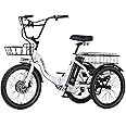 Soumye Electric Tricycle for Adults,20" Folding Electric Trike,3 Wheels Electric Bicycle Bikes, 350W Step-Thru Etrike with 374WH Removable Battery and Large Basket for Women Men