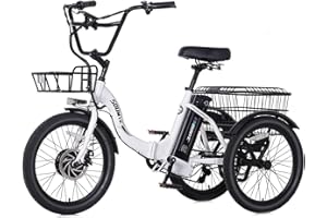 Soumye Electric Tricycle for Adults,20" Folding Electric Trike,3 Wheels Electric Bicycle Bikes, 350W Step-Thru Etrike with 374WH Removable Battery and Large Basket for Women Men