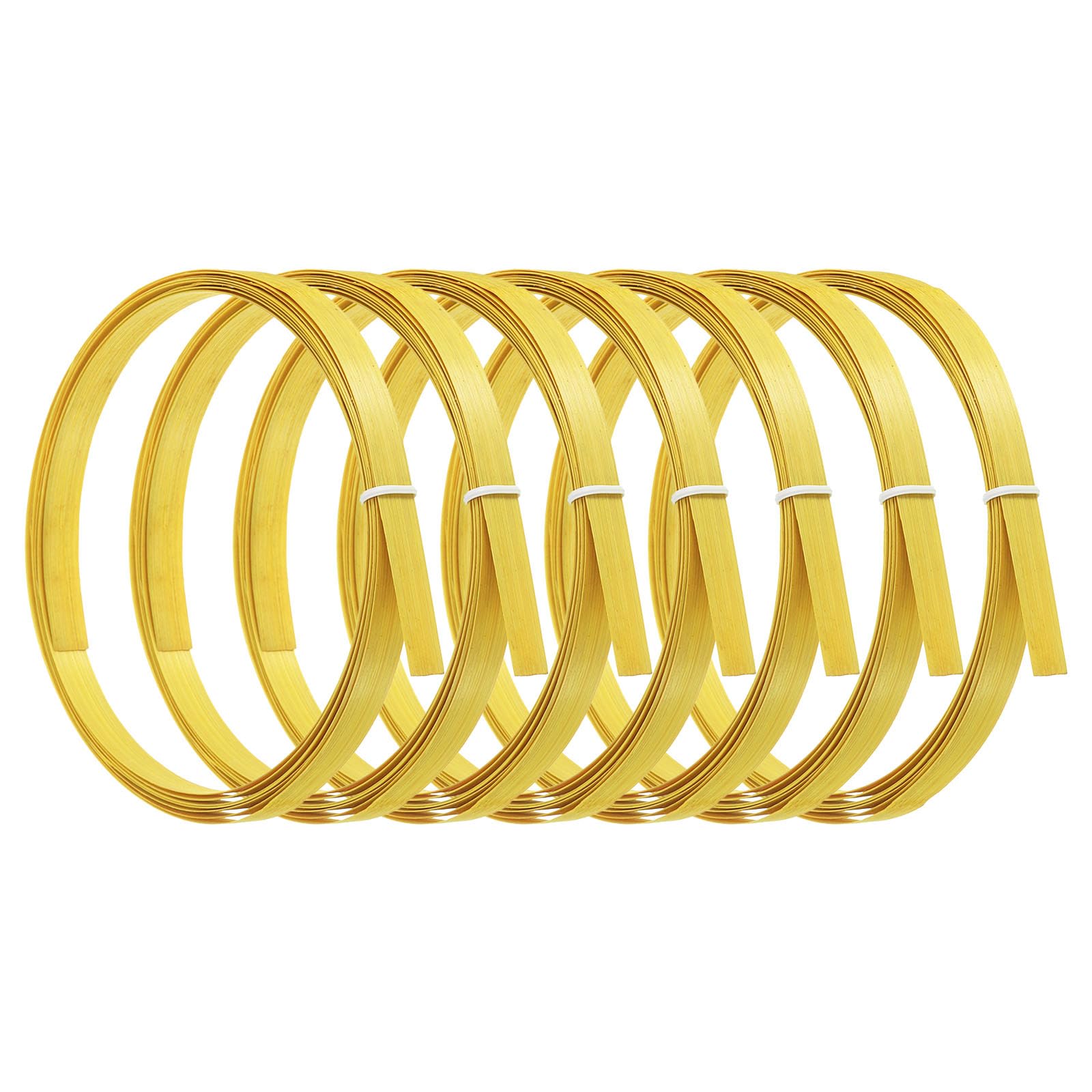 PATIKIL Bamboo Strips for Weaving 7/16" x 10 Ft, 7 Pack Thin Flat Wicker Rattan Cane Reed for Making Basket Webbing DIY Crafts, Yellow