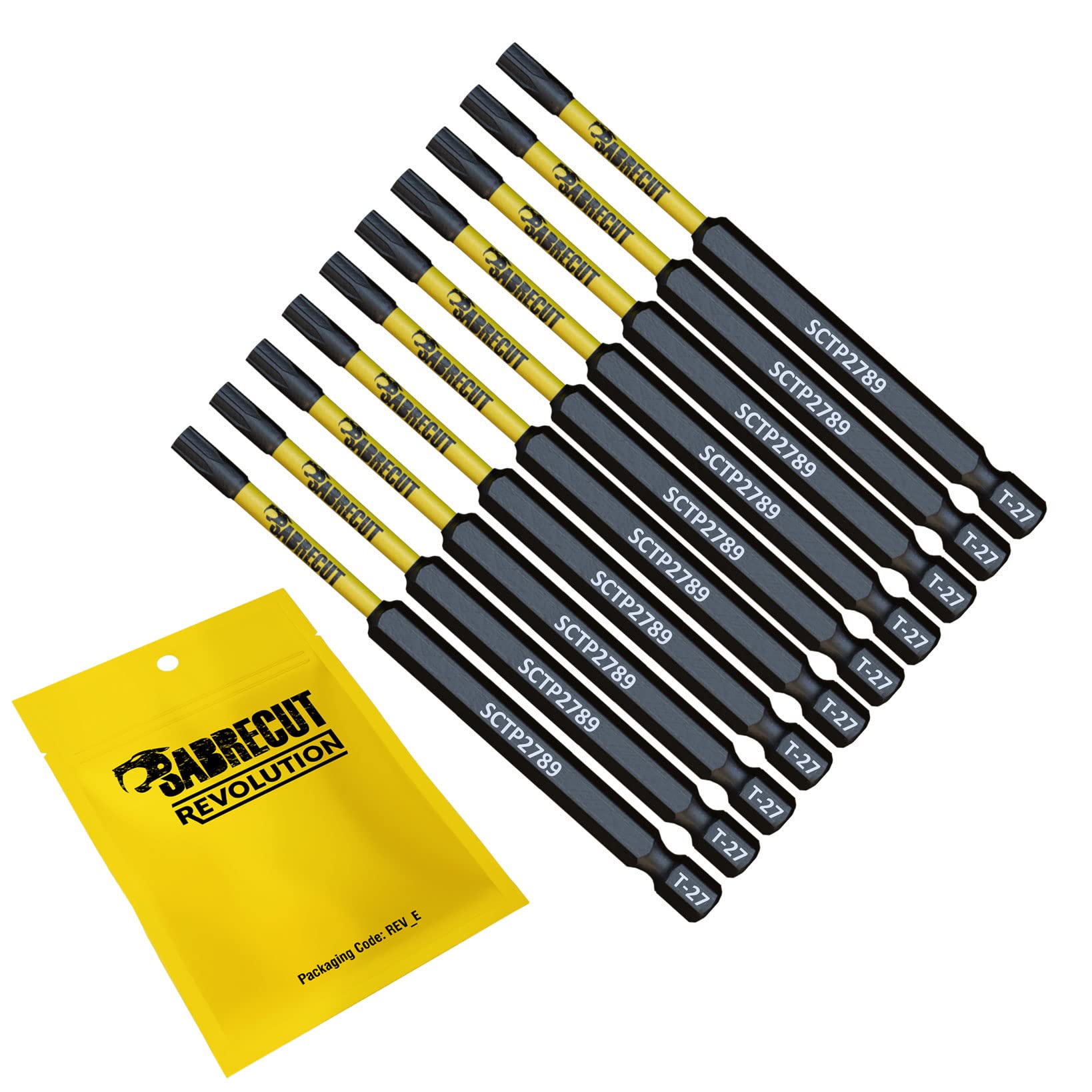 10 x SabreCut SCTP2789_10 89mm T27 TX27 Torx Tamper Proof Security Magnetic Impact Screwdriver Driver Bits Set Heavy Duty