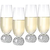 Hanjue Champagne Glasses Set of 4, Champagne Flutes, 7 Oz Lead-free Crystal glass, Clear Glasses Set, Bar Glassware, Ideal for Parties, Wedding, Birthday, Christmas, Long-lasting reusable glasses