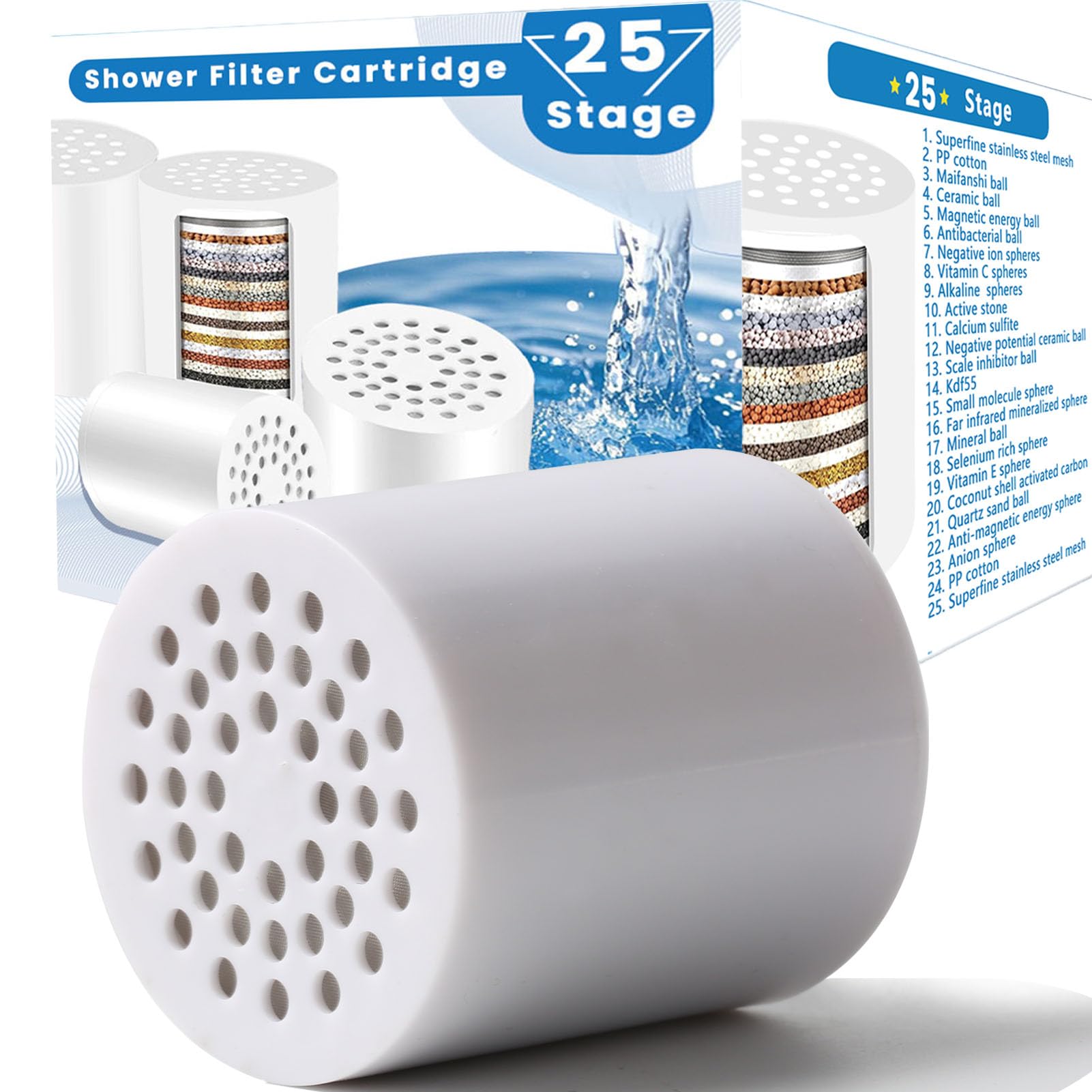 Photo 1 of UTCGLAS 2 Pack 25 Stage Shower Filter Replacement Cartridge, Universal Cartridges for Hard Water – Removes Chlorine, Heavy Metals, Iron & Sediments, Fit Any Similar Design Shower Water Filter