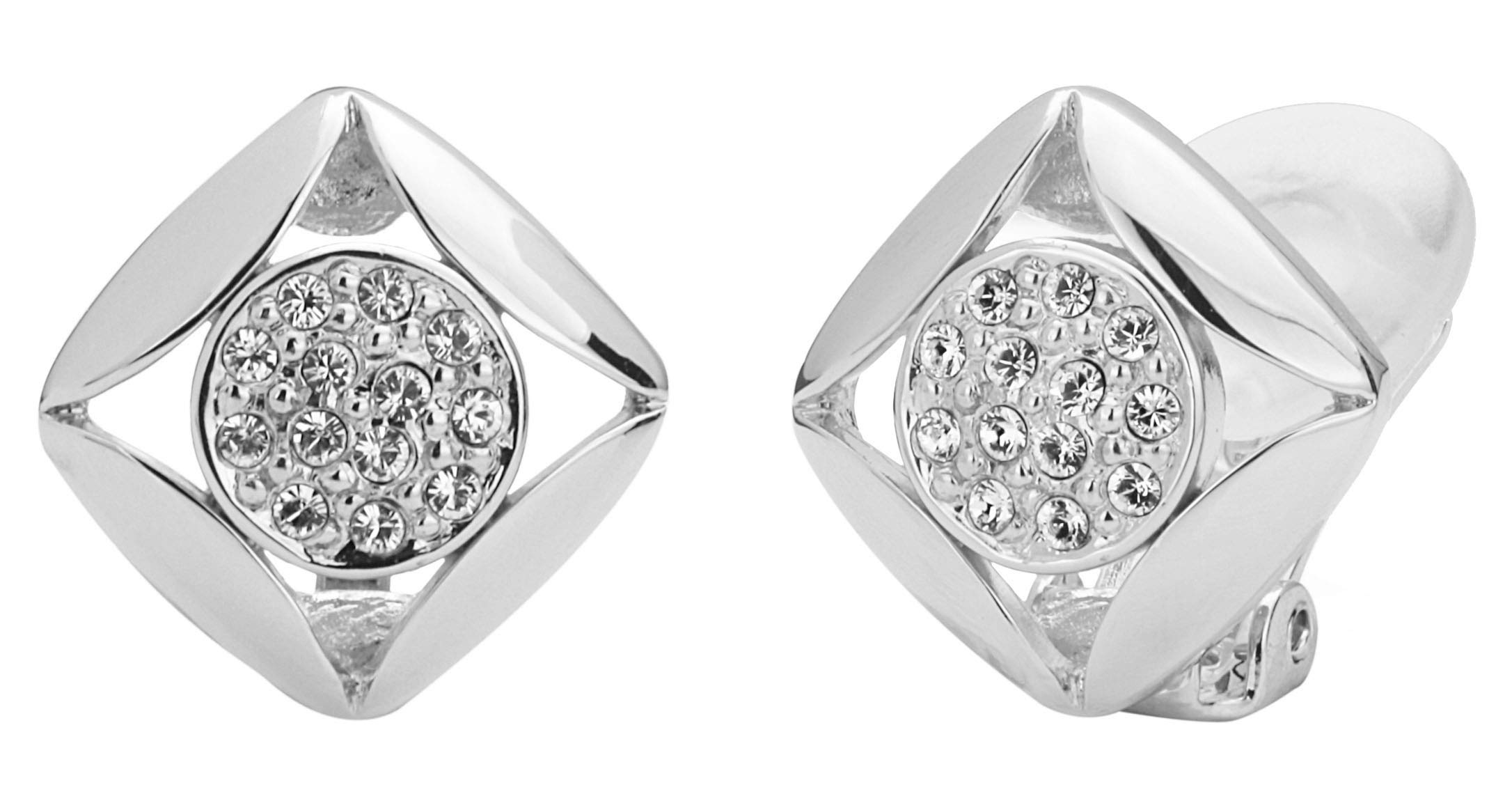 Traveller® 157170 Clip-On Earrings with Preciosa Crystals Platinum-Plated