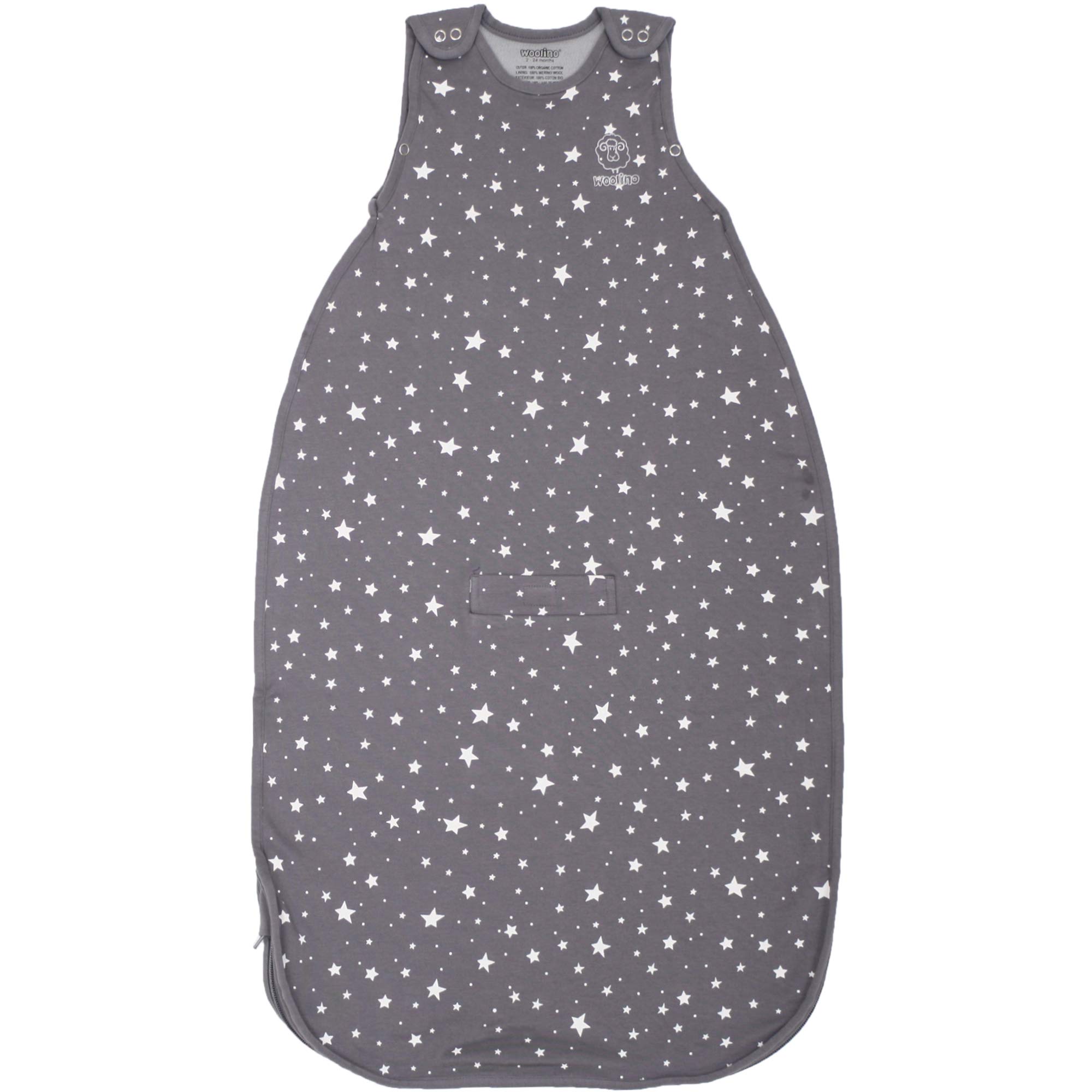 Woolino Ultimate Toddler Sleeping Bag - Merino Wool and Organic Cotton Sleep Sack - 4 Season Baby Wearable Blanket - Adjustable Sleeping Bag for Toddlers - Universal Size (2-4 Years), Star Gray