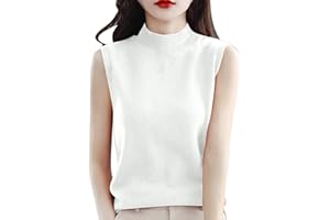 Women Summer Knit Tank Tops Sleeveless Turtleneck Cami Shirts Ribbed Mock Neck Pullover Sweater Vests