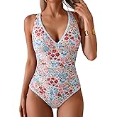 B2prity One Piece Swimsuit for Women Tummy Control Ruched Bathing Suit Push Up Tie Back Swimwear Shell Stitched