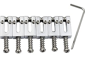 Guyker 10.5MM Guitar Tremolo Bridge Saddles - Brass Modern Guitar Saddles Compatible with Strat ST TL Electric Guitar (6 Pack, Chrome)