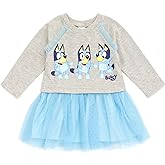Bluey Girls French Terry Mesh Tutu Dress Toddler to Big Kid Sizes (2T - 10-12)