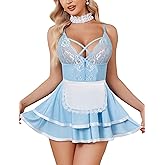 Avidlove Sexy Maid Lingerie for Women Halloween Outfit French Maid Costume Babydoll Lingerie Dress Cosplay Lingeries