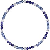 Baseball Necklace for Men Women Red Blue Beaded Necklaces Baseball Glitter Rhinestone Beaded Necklace Baseball Accessories Jewelry