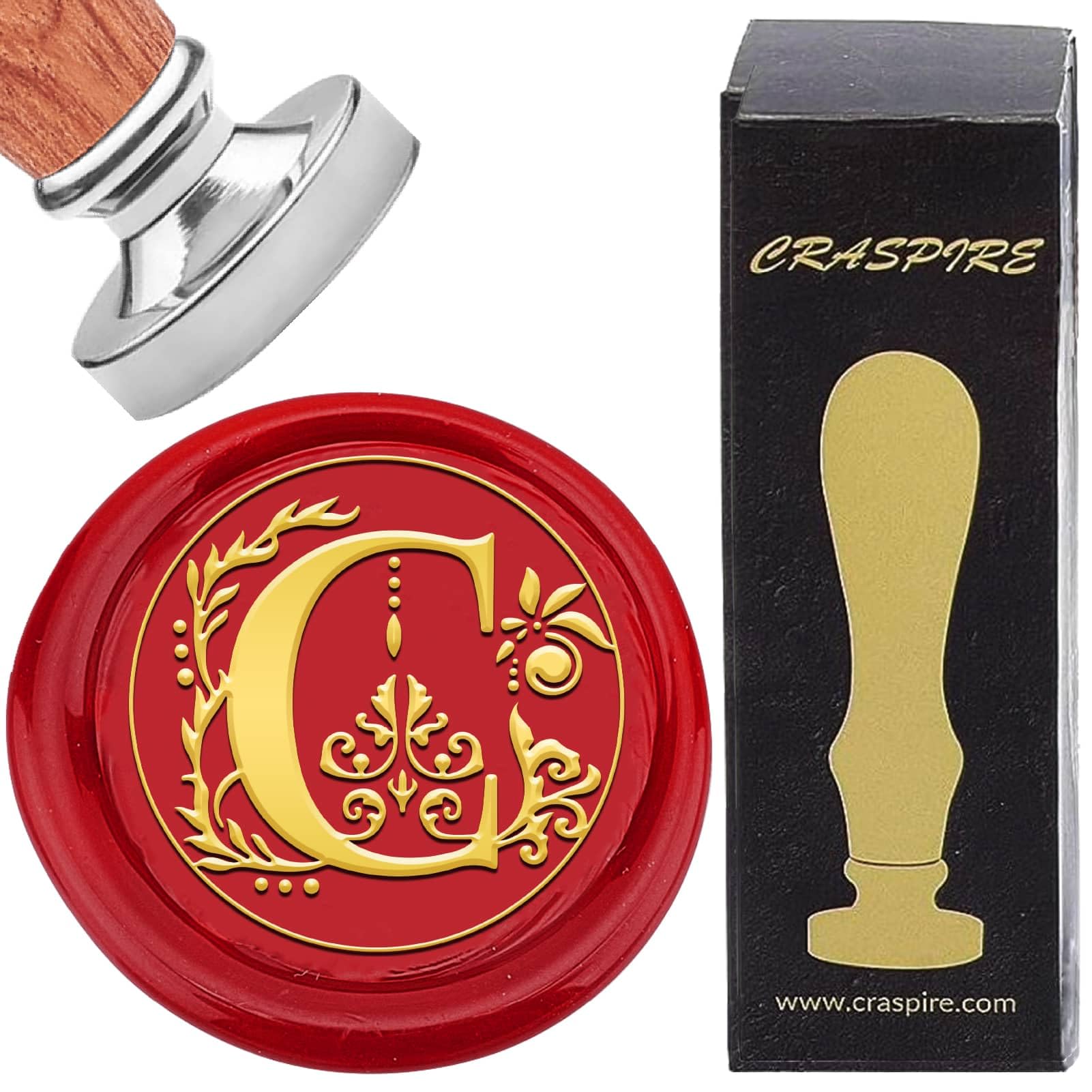 CRASPIRE Initial Alphabets C Wax Seal Stamp Letter Vintage Removable Silver Brass Sealing Stamp Heads 25mm Copper with Wooden Handle for Wedding Christmas Envelopes Invitations Card DIY Craft Gift