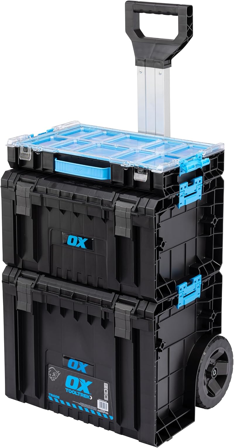 OX Tools TOOLTREK Trade Tool Storage System on Wheels Handle 3 Piece IP54