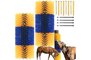 REVAXUP Livestock Scratching Brush, 2pcs Goat Scratching Post for Pig Dog Sheep,Durable Cow Brush can be Easily Mounted,Goat Horse Supplies for Livestock Self-Grooming,Protecting The Fence