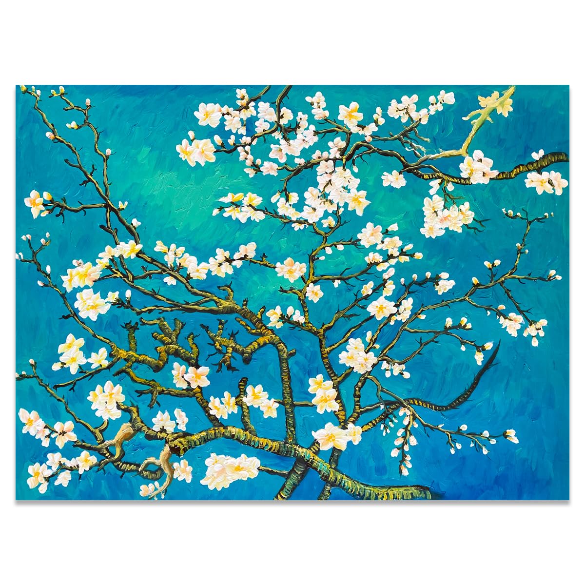 Fokenzary Hand Painted Oil Painting on Canvas Vincent Van Gogh Classical Irises Reproduction Wall Decor Framed Ready to Hang