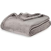 Berkshire Blanket Classic VelvetLoft® Solid Bed Blanket Queen Size,Lightweight Soft Fuzzy Plush Blanket for Bed and Couch,Charcoal Gray,90x90 Inches