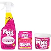 3 Pack Bundle-The Pink Stuff Multi-Purpose Spray Cleaner, The Pink Stuff Multi-Purpose Paste Cleaner, and SQeeZY Miracle Scru