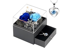 SHOKUTO Preserved Rose,Birthday Gifts for Women Mom Girlfriend,Gifts for Mom Grandma Wife Daughter Sister,Jewelry Boxes with Necklace