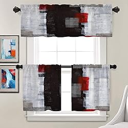 Batmerry Art Modern Abstract Window Curtain, Red