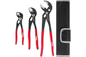 NAUKII 3piece Water Pump Pliers Set 8/10/12 inch Groove Joint Pliers Set Non-Slip Grip Precision Clamping Plumbing Lock Plier for Repairs Quick Release Adjustable Plier Set