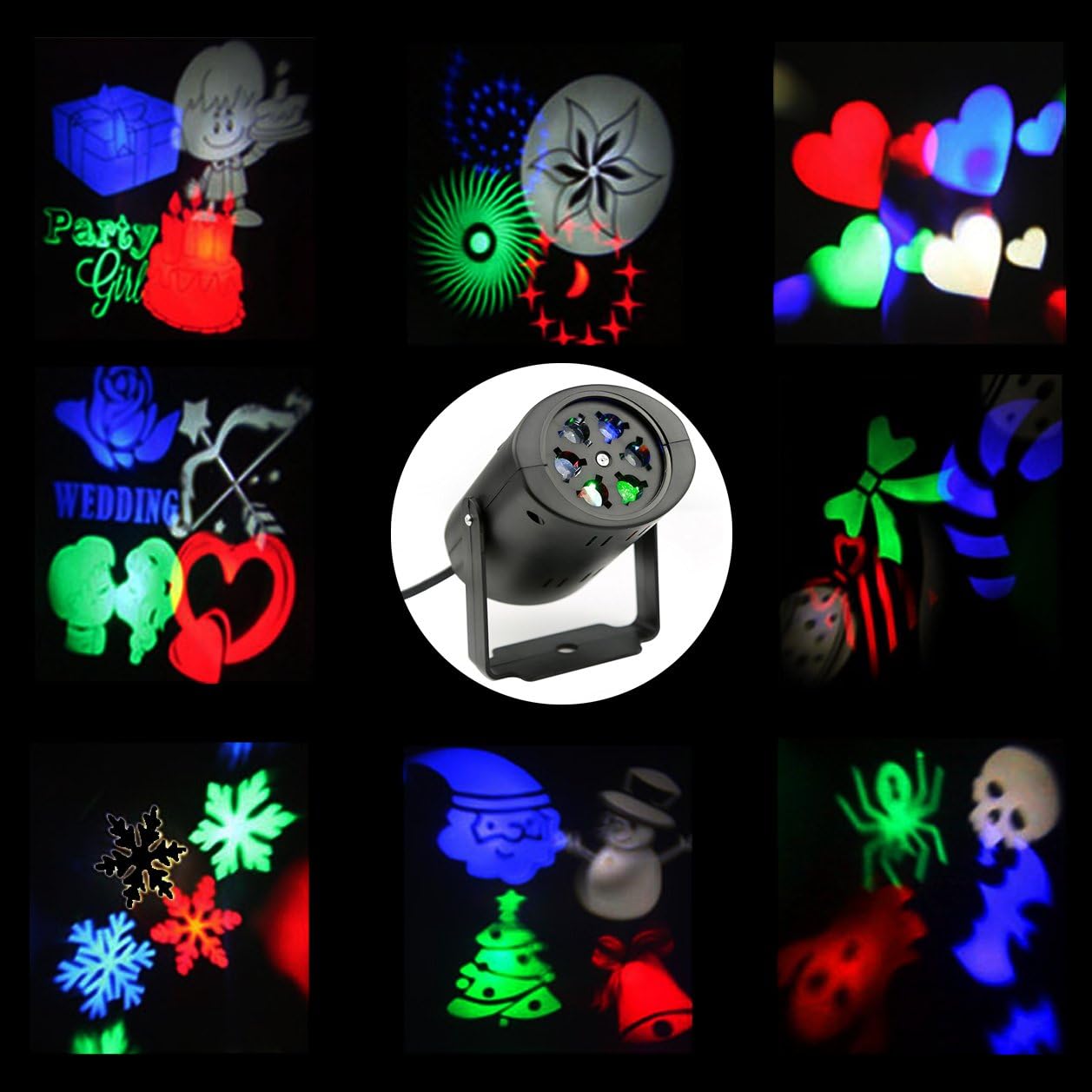 INL Christmas Projector Light,party decoration light, Film Rotating Projection Light for Party,Holiday, Wedding, Valentine's Day