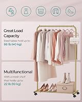 Songmics Clothes Rack on Wheels 91 cm Long with Shelf Gold HSR025A01 view 3