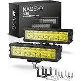 NAOEVO 6 Inch Yellow LED Light Bar, 50W 4000LM LED Fog Lights, Yellow | Spot Flood Combo LED Off Road/Boat Light Bar, Waterproof, Aluminum LED Driving Lights for Truck, Boat, Car, ATV, UTV