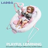 LADIDA Baby Bouncer Birth to 6 Months 3 Speeds 8 Songs Removable Toy Bar view 5
