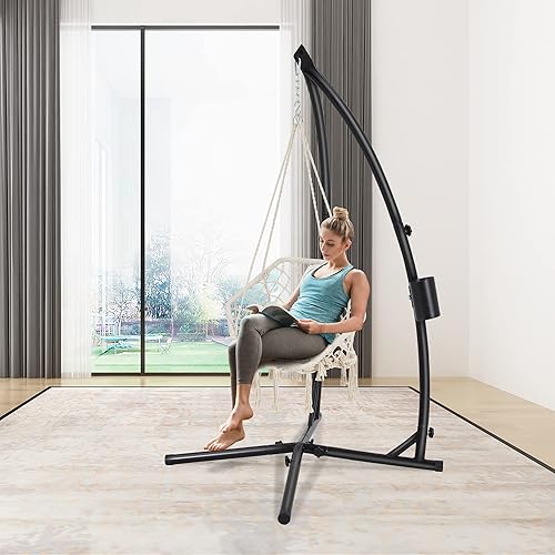 Hanging Hammock Chair Stand Swing Chair Stand for Indoor/Outdoor,C