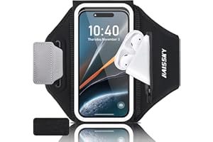 Kebrela Running Phone Armband with Earphone Holder - 3D Design Cell Phone Armband for iPhone 15/14/13 Pro/Plus & Galaxy S20/S10, Water Resistant Sports Phone Holder with Key Slot for 6.9" Device
