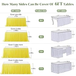 Partisky Yellow Polyester Table Skirt for Rectangle
