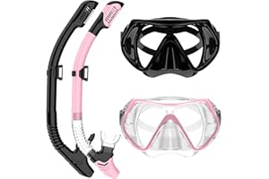 MELUMILU Snorkeling Gear for Adults, Dry Snorkel Set 180° Panoramic Wide View Anti-Fog Scuba Diving Mask, Professional Snorkel Gear for Free Breathing, Swimming, Diving