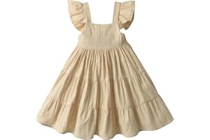 Limuvany Toddler Baby Girl Summer A-line Dress Infant Sleeveless Off Shoulder Strap Dresses Party Princess Dress