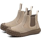 SFSDOUN Work Boots for Men,Slip On Welding Boots for Men,Indestructible Steel Toe Boots,Fireproof Safety Steel Toe Work Shoes,Construction Boots for Welder. Khaki