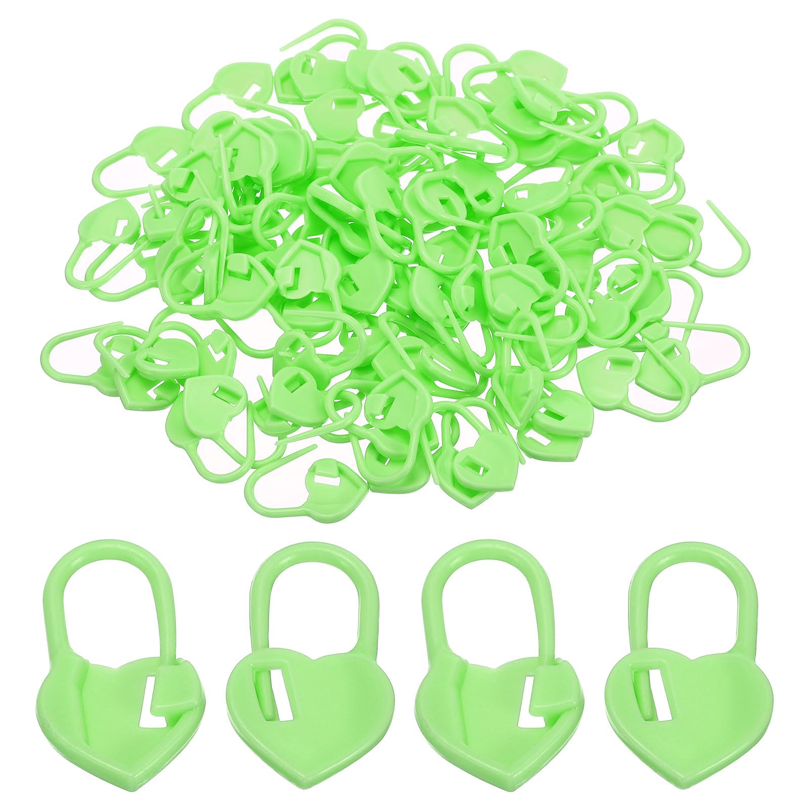 PATIKIL Crochet Stitch Markers, 100 Pack Plastic Knitting Markers Needle Pin Heart Locking Stitch Marker for Sewing Crocheting DIY Craft, Green