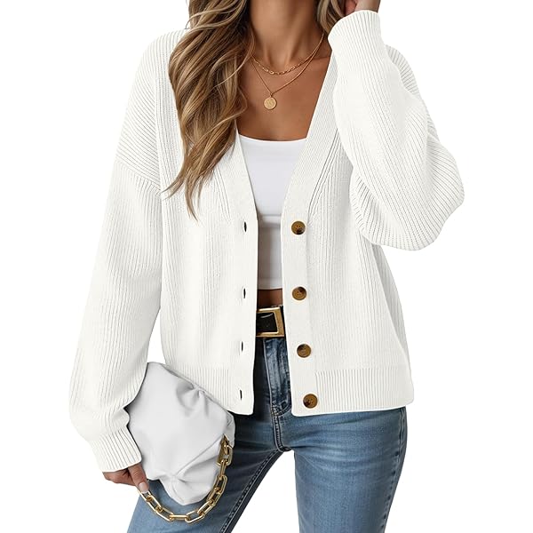Anoumcy Asymmetric Button Up Cardigans Sweaters for Women Elegant
