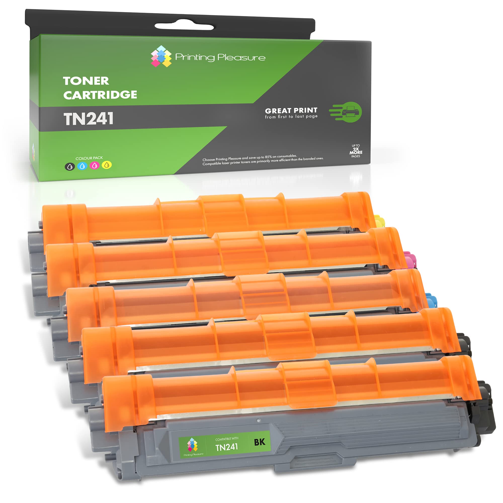Set of 5 Laser Toner Cartridges compatible with Brother DCP-9020CDW HL-3140CW 3142CW 3150CDW 3152CDW 3170CDW 3172CDW MFC-9130CW 9140CDN 9330CDW 9340CDW | TN241BK TN245C TN245M TN245Y