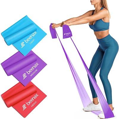 Beenax Resistance Band Set of 3 2m Multipurpose Fitness Bands Green Blue Purple