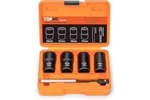Topme Lug Nut Removal Tool, 6 Pieces 1/2-Inch Drive Wheel Lock Removal Kit, Easy Out Bolt Extractor Kit for Damaged, Frozen, Studs, Rusted, Rounded-Off Bolts & Nuts Screws